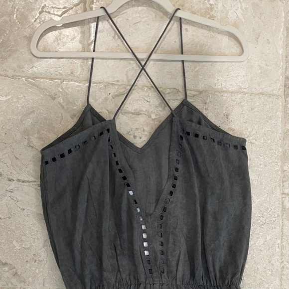 NWT Pampelone Iris Midi Dress Gray w/ Open Back / Embroidered Detail (Size M) - Picture 9 of 10